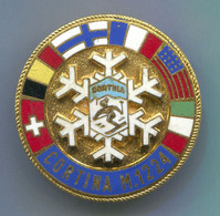SKI / SKIING - Winter Sport, CORTINA, Italy, Enamel, Vintage Pin, Badge, Diameter: 40mm - Sports D'hiver