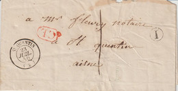 France Lettre 1850 Saint Quentin Pour Saint Quentin Cachet CL Rouge - 1849-1876: Période Classique