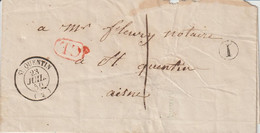 France Lettre 1850 Saint Quentin Pour Saint Quentin Cachet CL Rouge - 1849-1876: Classic Period