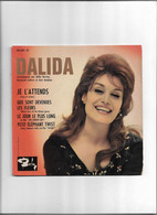 Disque 45 T  Dalida 4 Titres Je L'attends - Que Sont Devenues Les Fleurs - Le Jour Le Plus Long - Petit éléphant Twist - 45 T - Maxi-Single