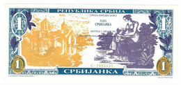 * Serbia 1 Srbijanka 1991 Promotional Banknote  Unc - Servië