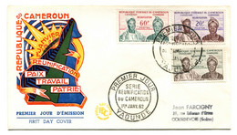 RC 21831 CAMEROUN N° 329 / 331 - 1962 REUNIFICATION SUR FDC 1er JOUR - COTE DES TIMBRES 60€ - TB - Cameroun (1960-...)