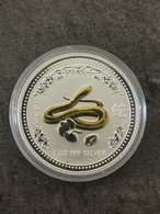 1 DOLLAR ARGENT ANNEE DU SERPENT COLORISEE 2001 AUSTRALIE 1 OZ  SILVER AUSTRALIA / SOUS CAPSULE - Dollar