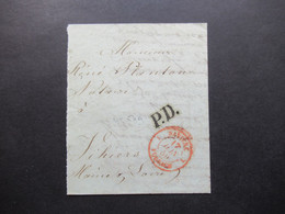 Brief / Teilbrief PD Und Roter K2 Baviere 1 Forbach 1 Nach Vihiers - Entry Postmarks