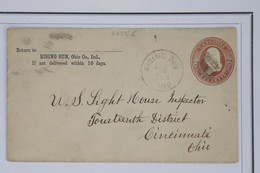 AZ15 ETATS UNIS  BELLE CARTE ENTIER  1888 RISING SUN   POUR CINCINATTI OHIO  +AFFRANCH. PLAISANT - Cartas & Documentos