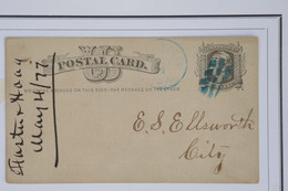 AZ15 ETATS UNIS  BELLE CARTE ENTIER  1888 AMERICAN EXPRESS  POUR ELWORTH CITY   +CACHET BLEU +AFFRANCH. PLAISANT - Brieven En Documenten