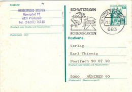 Ganzsache Neuschwanstein - Schwetzingen Schlossgarten Hirsch Achtender - 1980 - Postkarten - Gebraucht