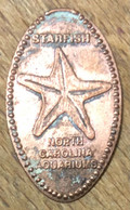 ÉTATS-UNIS USA NORTH CAROLINA AQUARIUMS STARFISH PIÈCE ÉCRASÉE PENNY ELONGATED COIN MEDAILLE TOURISTIQUE MEDALS TOKENS - Souvenir-Medaille (elongated Coins)