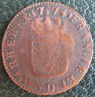 1 Sol 1774 D Lyon  Louis XV à La Vieille Tête, En Cuivre, Gadoury 280 - 1715-1774 Louis  XV The Well-Beloved