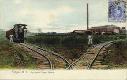 Antigua, B.W.I., The Central Sugar Factory, Railway Train (1912) Postcard - Antigua Y Barbuda