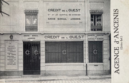 Ancenis - Façade Banque Crédit De L’ouest - Agence D’ancenis - Bank - Siège Social Angers - Cpa Pub Publicité - Ancenis