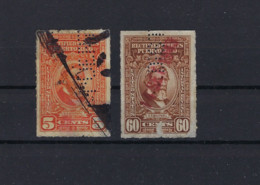 PERFIN / PERFO / LOCHUNG 2 Stamps PUERTO RICO ; Very RARE  ; Details & Condition See 2 Scans ! LOT 207 - Porto Rico