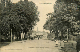 épernay * 1909 * Place Thiers Et La Gare * Ligne Chemin De Fer Marne - Epernay