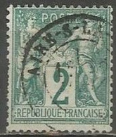 France - Type Sage - Type I (N Sous B) - N°62 2c. Vert - Obl. AIRE-SUR-LA-LYS (Pas-de-Calais) - 1876-1878 Sage (Typ I)
