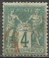 France - Type Sage - Type I (N Sous B) - N°63 4c. Vert - Obl. Rouge Des Imprimés - 1876-1878 Sage (Tipo I)