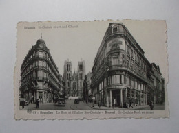 BRUXELLES La Rue Et L'Eglise Sainte Gudule - Panoramische Zichten, Meerdere Zichten