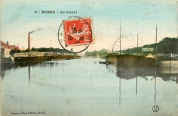 Reims * 1909 * Péniches Batellerie * Le Canal * Thème Péniche Barge Chaland - Reims