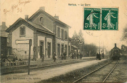 Vertus * 1907 * La Gare * Arrivée Train Locomotive Machine * Ligne Chemin De Fer Marne - Other & Unclassified
