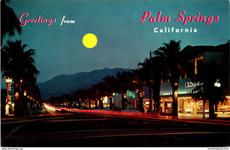 California Palm Springs Greetings With Palm Canyon Drive At Night - Palm Springs