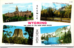Wyoming Multi VIew Showing State Capitol Devil's Tower And More - Cheyenne
