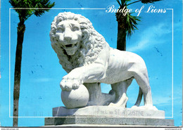 Florida St Augustine Bridge Of Lions Massive Lion At West Approach 1991 - St Augustine