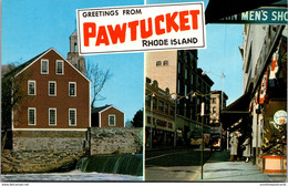 Rhode Island Pawtucket Greetings Showing Main Street And Old Slater Mill - Pawtucket