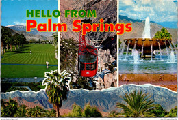 California Hello From Palm Springs Showing Golf Course Aerial Tram Car And Airport Fountain - Palm Springs