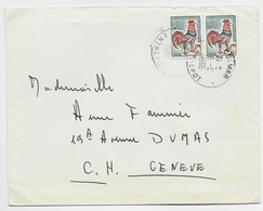 COQ DECARIS 30CX2 LETTRE COLMAR 16.2.1966 ENTREPOT POUR SUISSE - 1962-1965 Cock Of Decaris