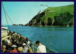 Ref 1557 - Jarrold Postcard Ship Commodre Queen Leavng Sark & Lighthouse - Channel Islands - Sark