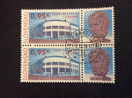 Slovaquie 2016 Oblitéré Paire Yvert 707 + Vignette Journée Du Timbre Bureau De Poste De PIESTANY 1 - Used Stamps