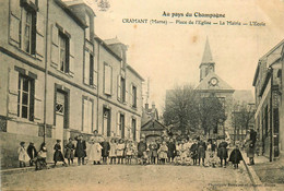Cramant * 1907 * école , Mairie Et Place De L'église * Enfants Villageois - Sonstige & Ohne Zuordnung