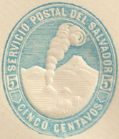 El Salvador Vers 1895. Entier Postal Enveloppe Blanche. Timbre à 5 C, Impression à Sec. Volcan El Boqueron - Volcanes