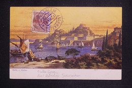 CRÈTE - Timbre Surcharché ( Administration Grecque) Sur Carte Postale De Jérusalem, Obl. Bureau Autrichien - L 126669 - Crete