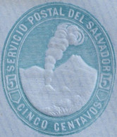 El Salvador Vers 1895. Entier Postal Enveloppe Bleue. Timbre à 5 C, Impression à Sec. Volcan El Boqueron - Vulkanen