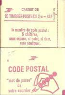 CARNET 2319-C 4a Liberté De Delacroix "CODE POSTAL", Fermé Gomme Mate Bas Prix Parfait état RARE - Moderne : 1959-...