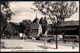 F9079 - Hinterhermsdorf HO Gaststätte Erbgericht - Bus Omnibus Ikarus ?? - Verlag Wagner - Landpost Landpoststempel - Hinterhermsdorf