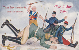 Carte Satirique " Taps Bien Camarade, Nous Le Tenons"... Le Kaiser Qui Vient De Glisser Sur Une Peau De Banane Belge; - Guerre 1914-18