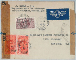 77366 - MARTINIQUE - POSTAL HISTORY -   CENSORED COVER  To USA 1943 - Sonstige & Ohne Zuordnung