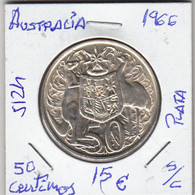 E5124 MONEDA AUSTRALIA 50 CENTIMOS 1966 PLATA SIN CIRCULAR 15 - Altri & Non Classificati