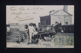 CHINE - Affranchissement Blanc 5ct X 2 Sur Carte Postale De Tien Tsin En 1909 Pour La France  - L 126717 - Covers & Documents