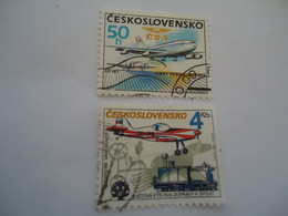 CZECHOSLOVAKIA USED   STAMPS  AIRPLANES TRAINS - ...-1918 Prephilately