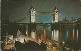 AC406 London - Tower Bridge And River Thames By Night - Nuit Nacht Notte Noche / Viaggiata 1971 - River Thames