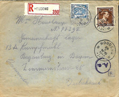 Belgique. L. Rec. TP  426 + 645    Houdeng  > Regesnburg  Allemagne  24/5/44   Censure - Brieven En Documenten