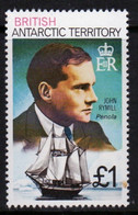 British Antarctic Territory 1973 Single Stamp £1 Showing Famous Ship And Captain In Unmounted Mint Condition. - Neufs