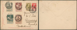 EP Au Type Env. 10ctm Rouge G.B. + N°75, 84/85 Et 88/89 Obl Bilingue "Brussel Tentoonsteling / Bruxelles Expositions B" - 1910-1911 Caritas