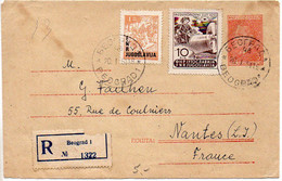 Yougoslavie : Entier Postal Oblitéré De 1951 En Recommandé Pour La France - Postal Stationery
