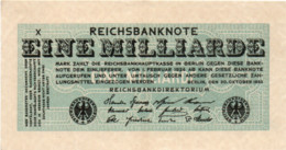 GERMANY - 1 MILLIARDE MARK 1923 -Wor:P-122/1, Ros:R-119a - RARA  Serie X - AUNC - UNIFACE - 1 Mrd. Mark