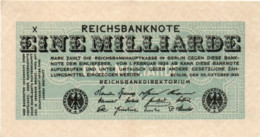 GERMANY - 1 MILLIARDE MARK 1923 -Wor:P-122/1, Ros:R-119a - RARA  Serie X - AUNC - UNIFACE - 1 Miljard Mark