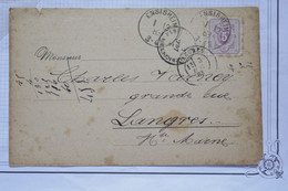 AZ17 GERMANY  ELSASS  BELLE CARTE   1883  ENSISHEIM  A LANGRES  FRANCE  +++ AFFRANCH. PLAISANT - Covers & Documents