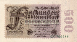 GERMANY - 500 MILLIONEN  MARK 1923 -  Wor:P-110a, Ros:R-109a AUNC - 500 Miljoen Mark